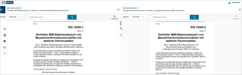 DIN Media Online-Dienste – Funktion Splitscreen