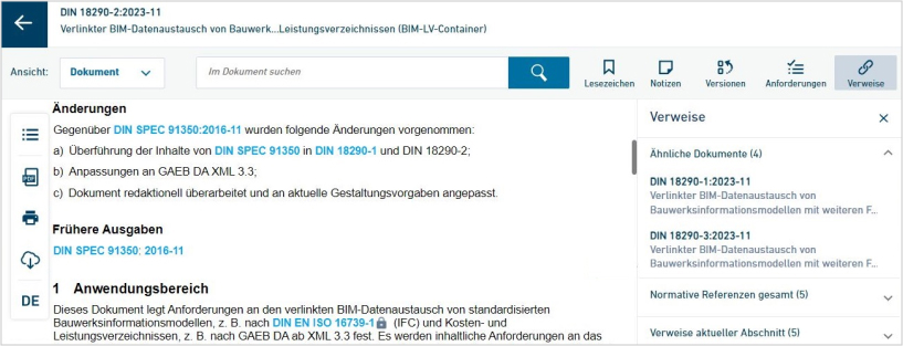 Din Media Online-Dienste – Funktion Verweise als Links