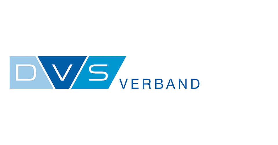 Logo des DVS Verbandes, Deutscher Verband für Schweißen und verwandte Verfahren, in Blautönen.