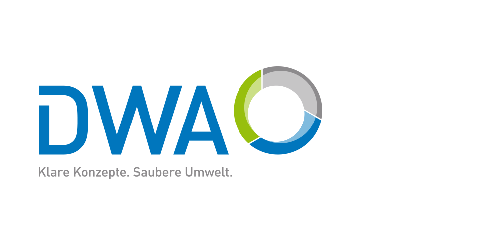 DWA-Logo mit Slogan "Klare Konzepte. Saubere Umwelt."