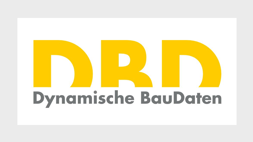 Logo mit gelben Buchstaben "DBD" und dem Text "Dynamische BauDaten" darunter.