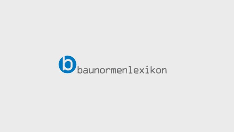 Logo "baunormenlexikon" mit blauem Symbol.