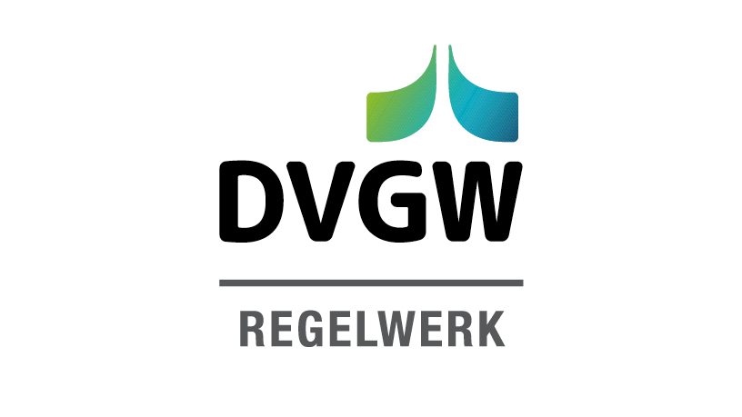 DVGW logo representing over 150 years of setting technical standards for gas and water supply.