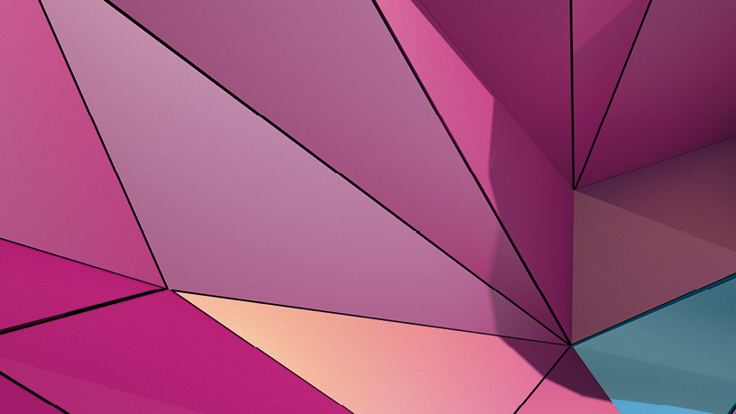 Abstrakte geometrische Flächen in pink, symbolisieren innovative Konzepte wie BIM-Implementierung.