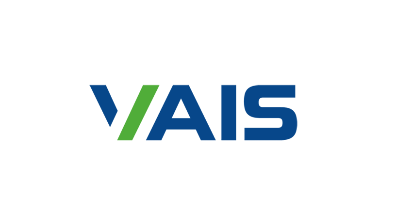 VAIS logo with blue letters and a green accent