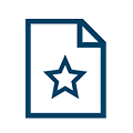 Icon mit einem Dokument und einem Stern in der Mitte als Symbol für transparente Prozesse.