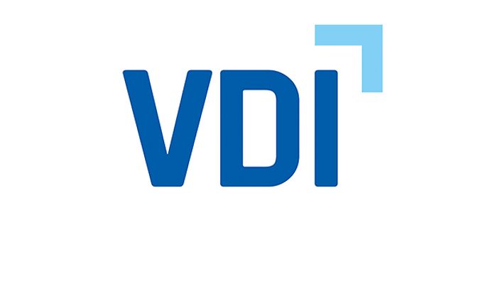 Logo des Vereins Deutscher Ingenieure (VDI) mit blauem Pfeil.